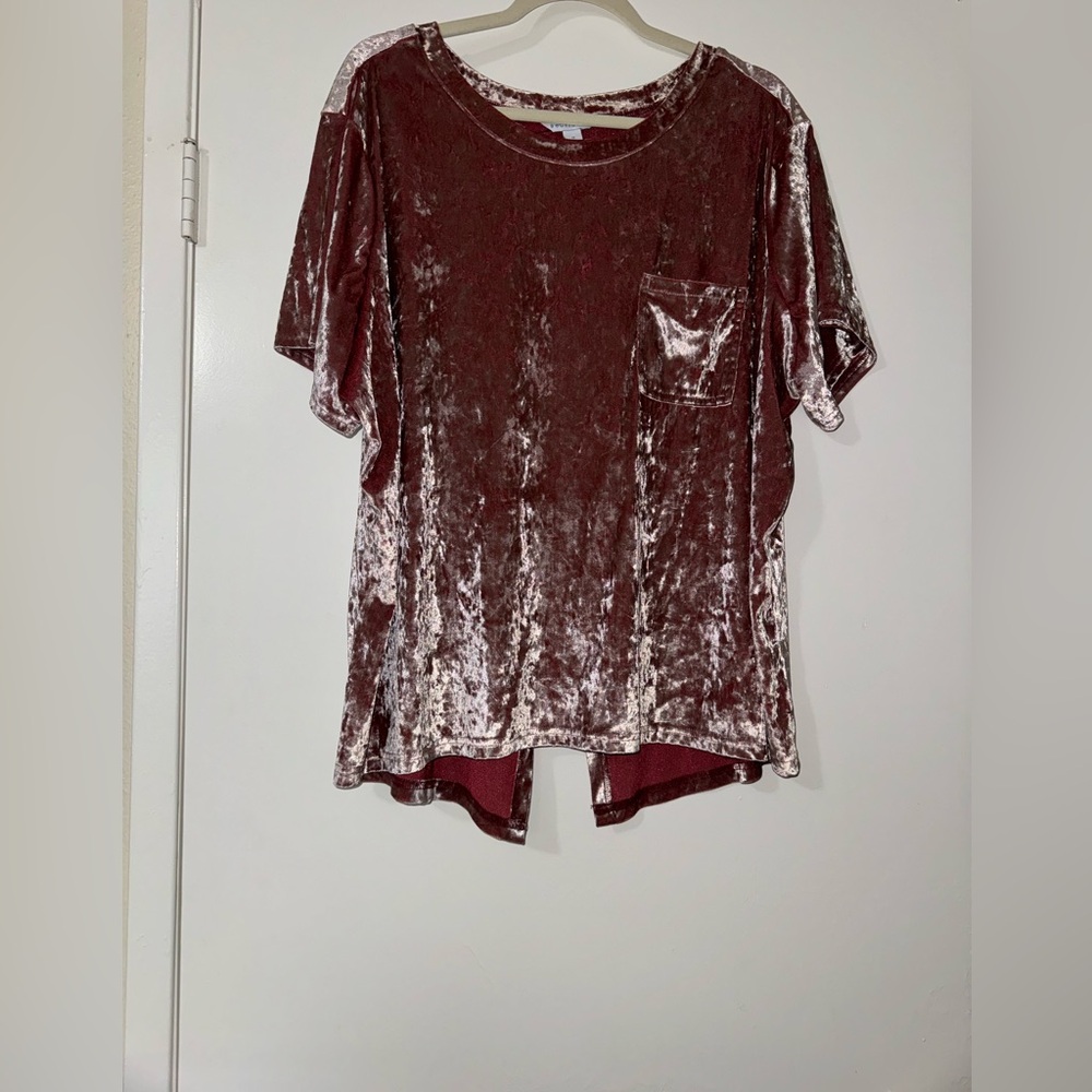 JCPenney Pink Mauve Vevet Short Sleeve